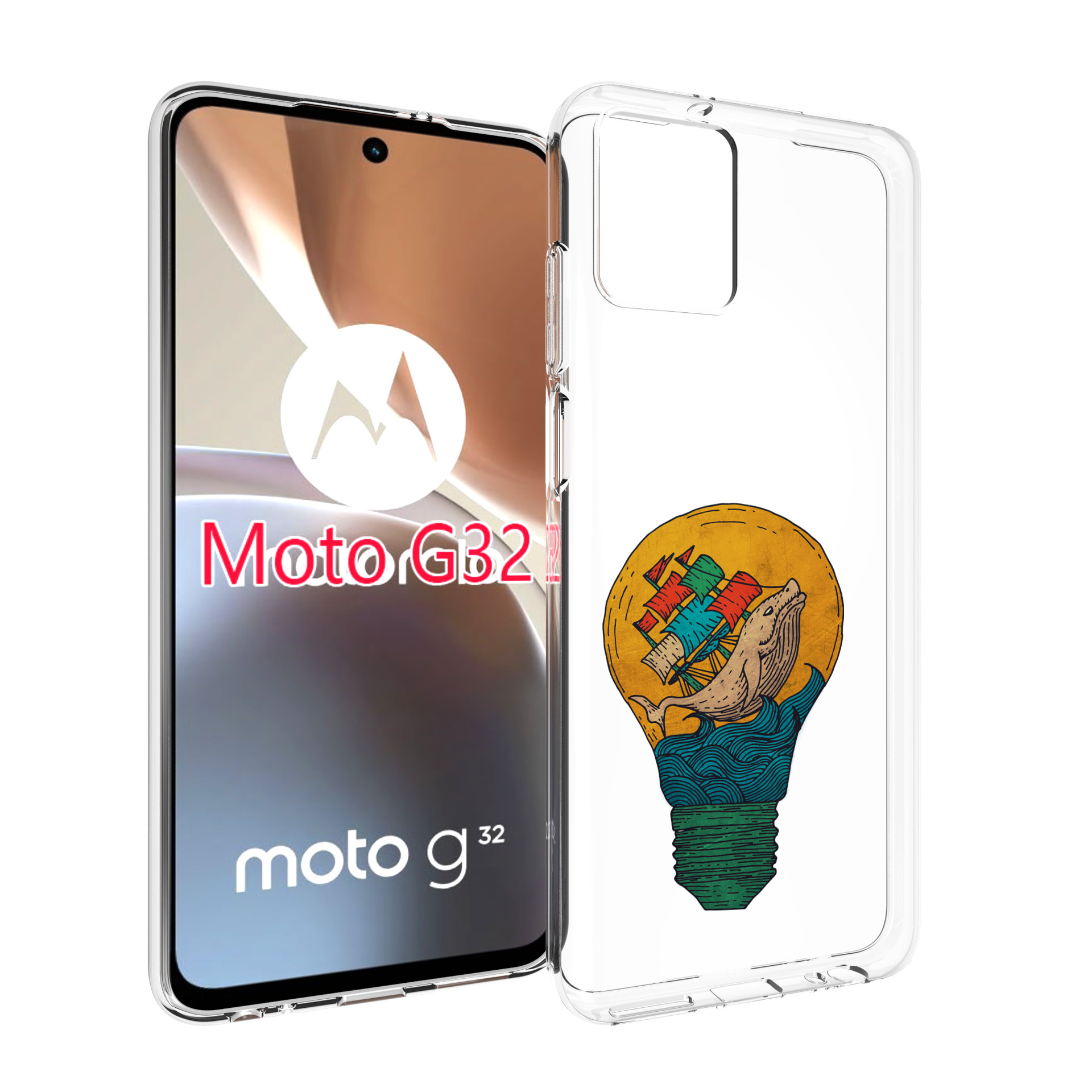 

Чехол MyPads кит в лампочке с парусами для Motorola Moto G32, Прозрачный, Tocco