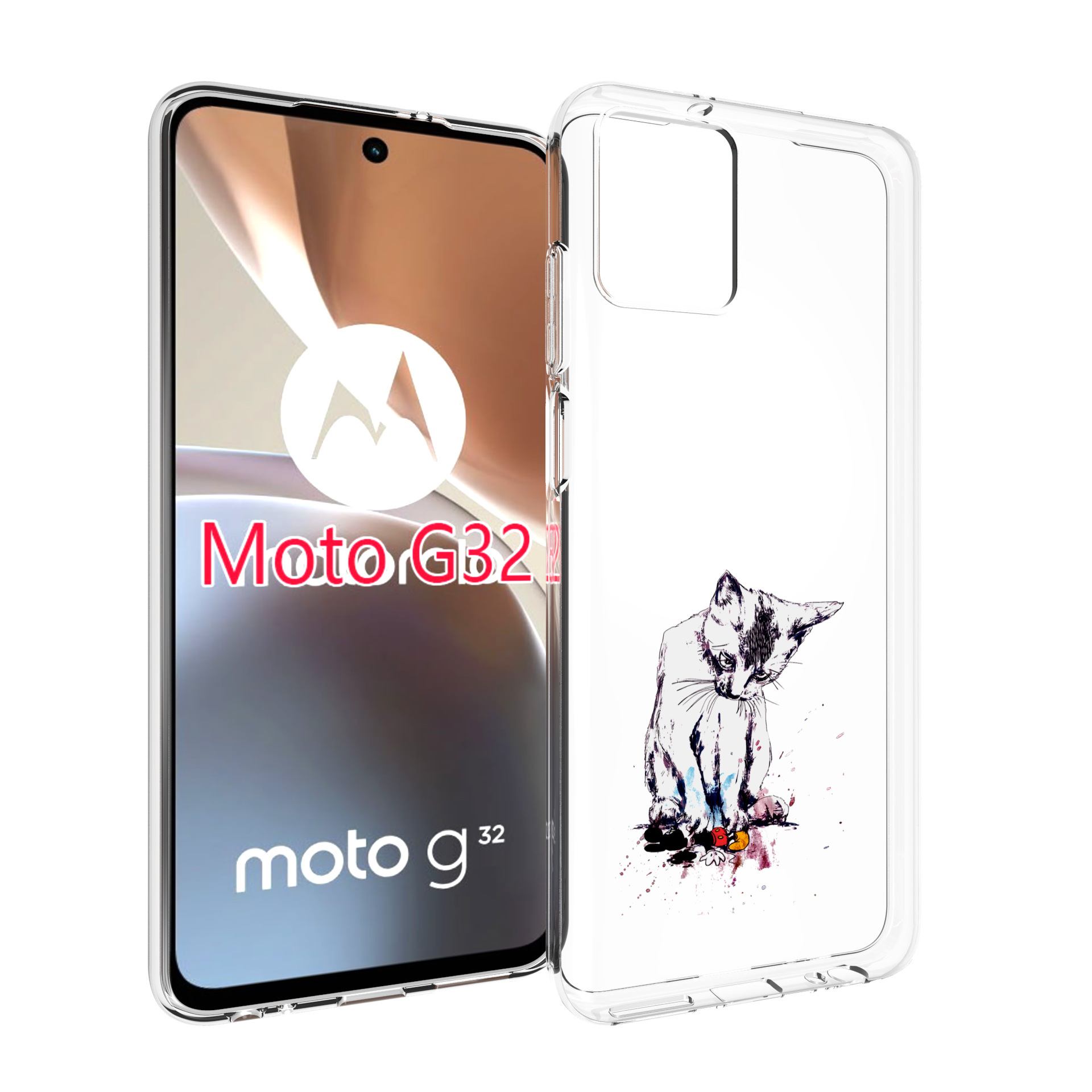 

Чехол MyPads кот и микки для Motorola Moto G32, Прозрачный, Tocco