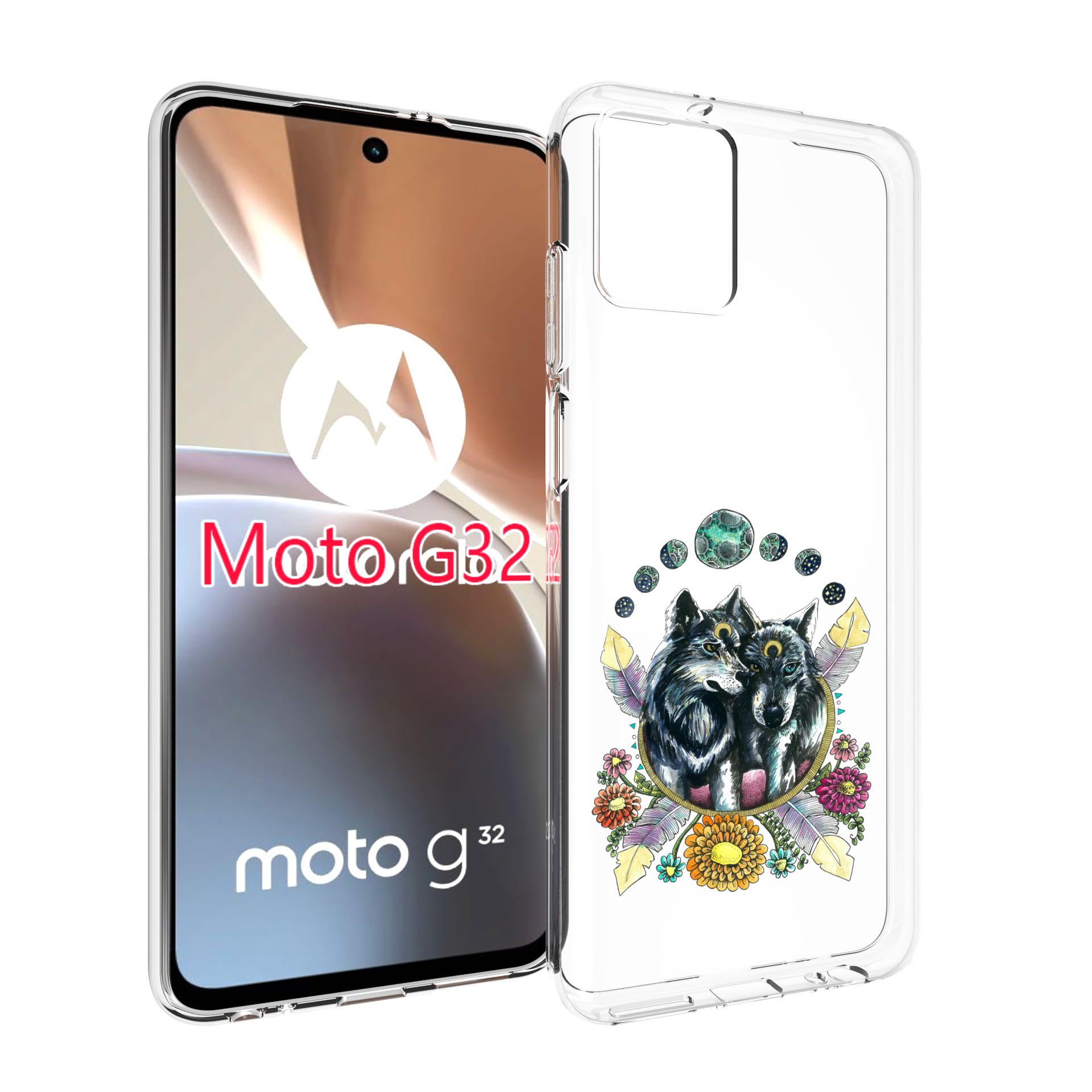 

Чехол MyPads красивые волки абстракция для Motorola Moto G32, Прозрачный, Tocco