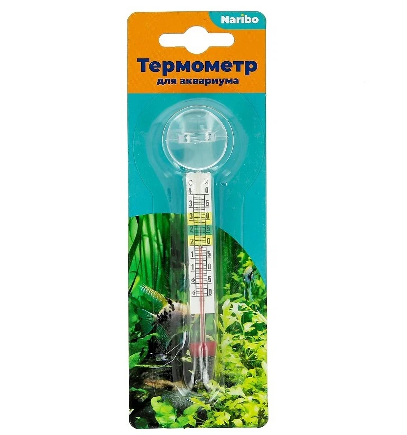 фото Термометр для аквариума naribo стеклянный на присоске, 12 см