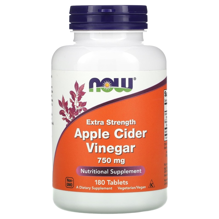 Яблочный уксус NOW Apple cider vinegar 750мг 180 таблеток 600016090210