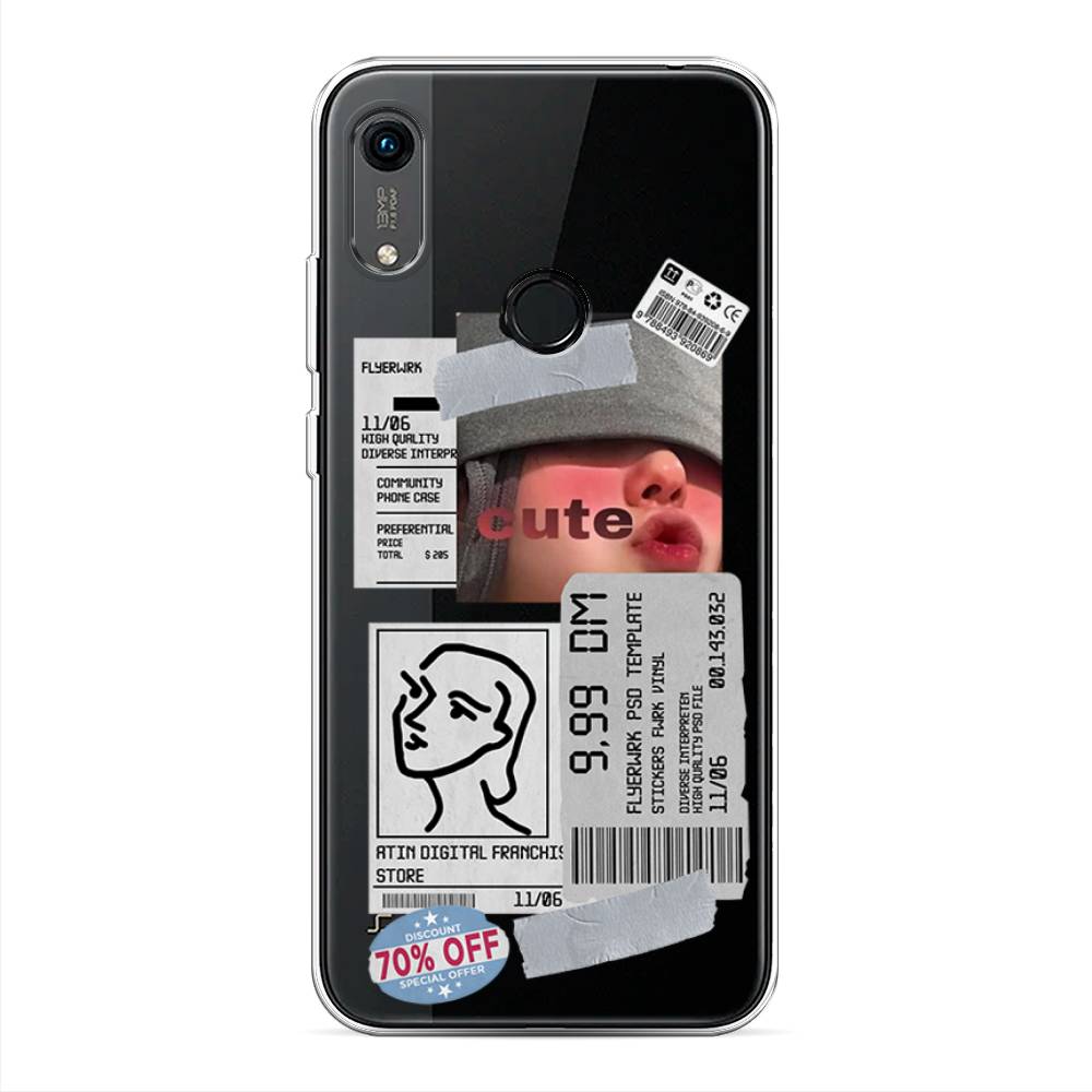 

Чехол на Huawei Y6 2019 "Cute girl collage", Розовый;серый;голубой, 611550-6