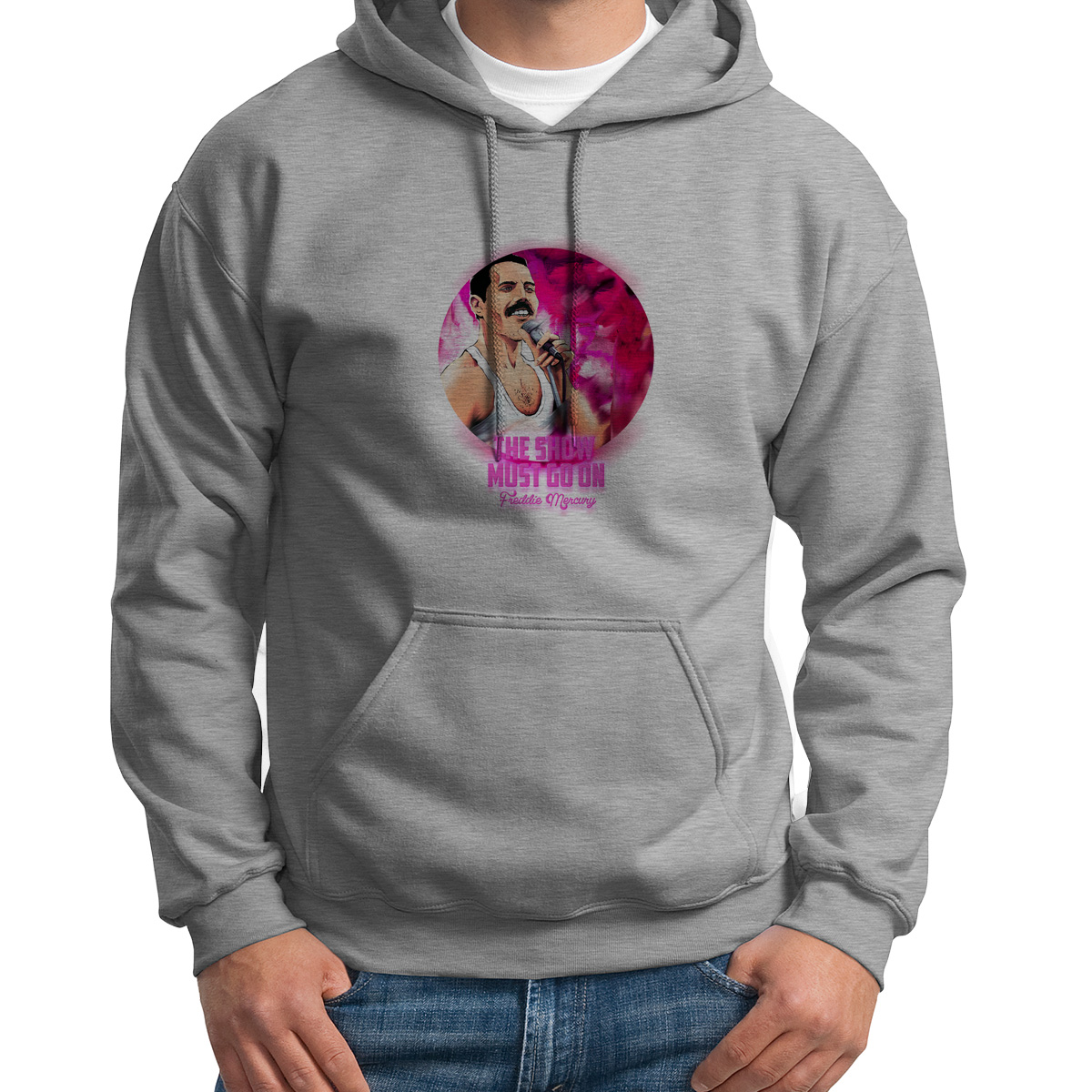 

Худи унисекс CoolPodarok Легенда The Show Must Go On серое 48 RU, Серый, S0501697