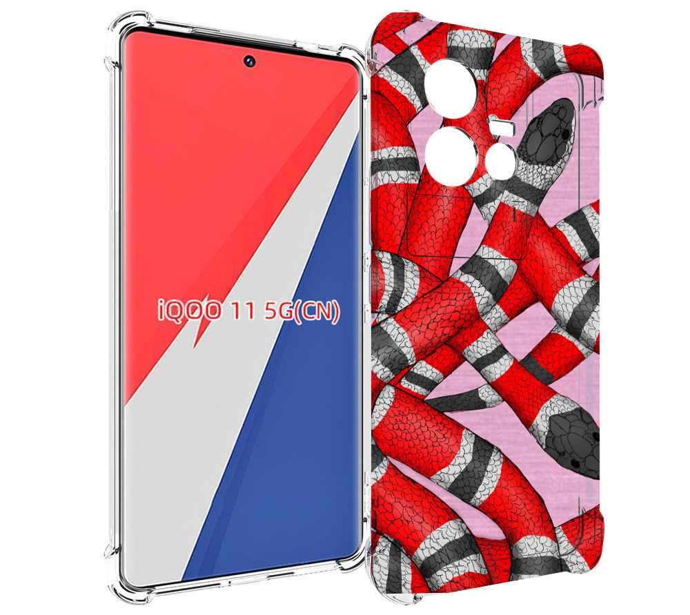 

Чехол MyPads змея-красно-черно-белый для Vivo iQOO 11, Прозрачный, Tocco