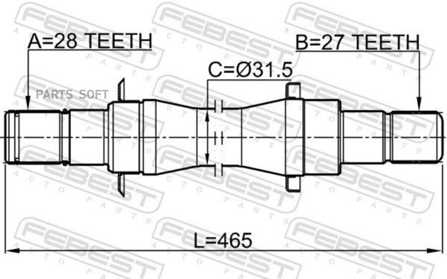 

FEBEST ПОЛУОСЬ ПРАВАЯ 28X464X27