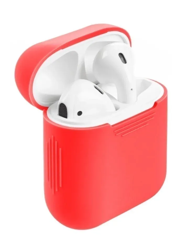 Чехол силиконовый для наушников Apple AirPods 2/Apple AirPods 1, красный