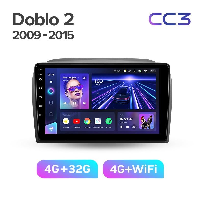 Магнитола TEYES FIAT DOBLO 2009 - 2015 г CC3 432ГБ 3289000₽