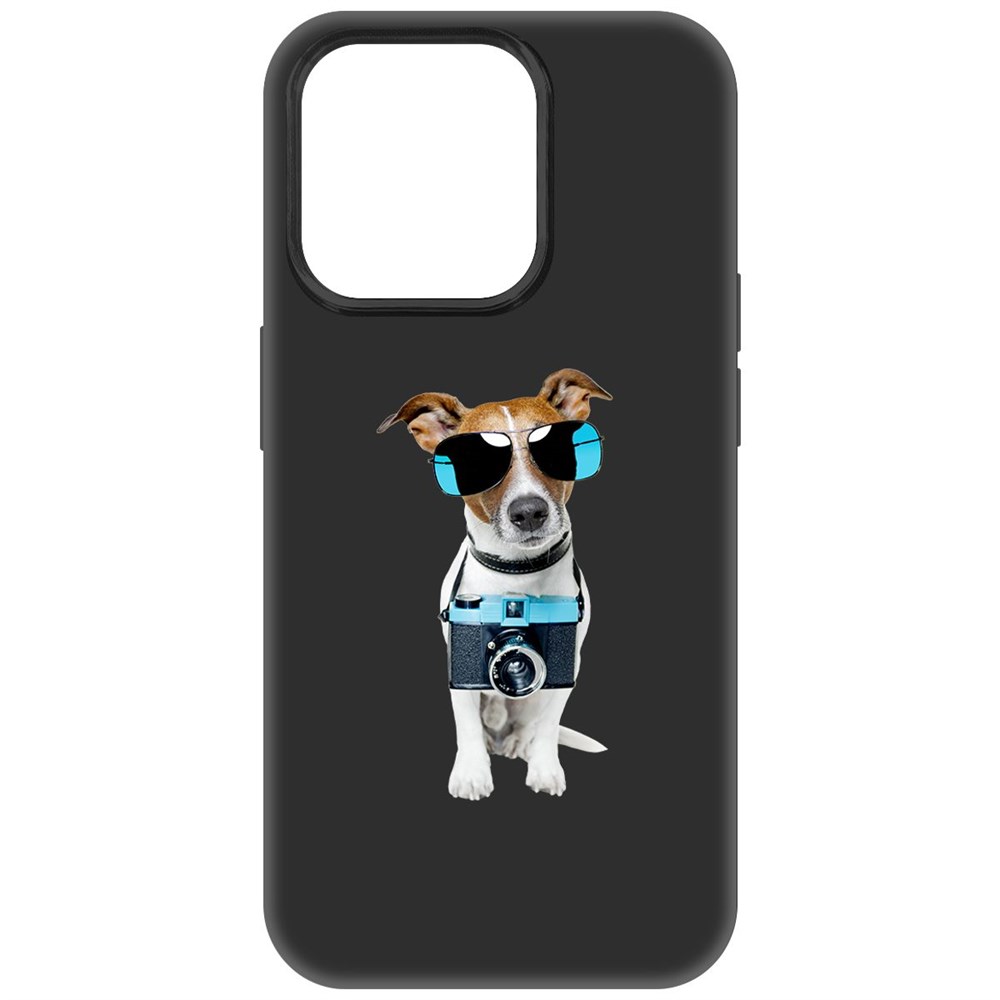 

Чехол-накладка Krutoff Soft Case Пес-турист для iPhone 15 Pro черный