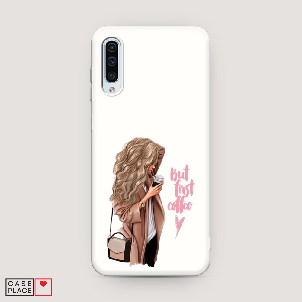 

Матовый силиконовый чехол "Девушка с кофе" на Samsung Galaxy A30s, Девушка с кофе
