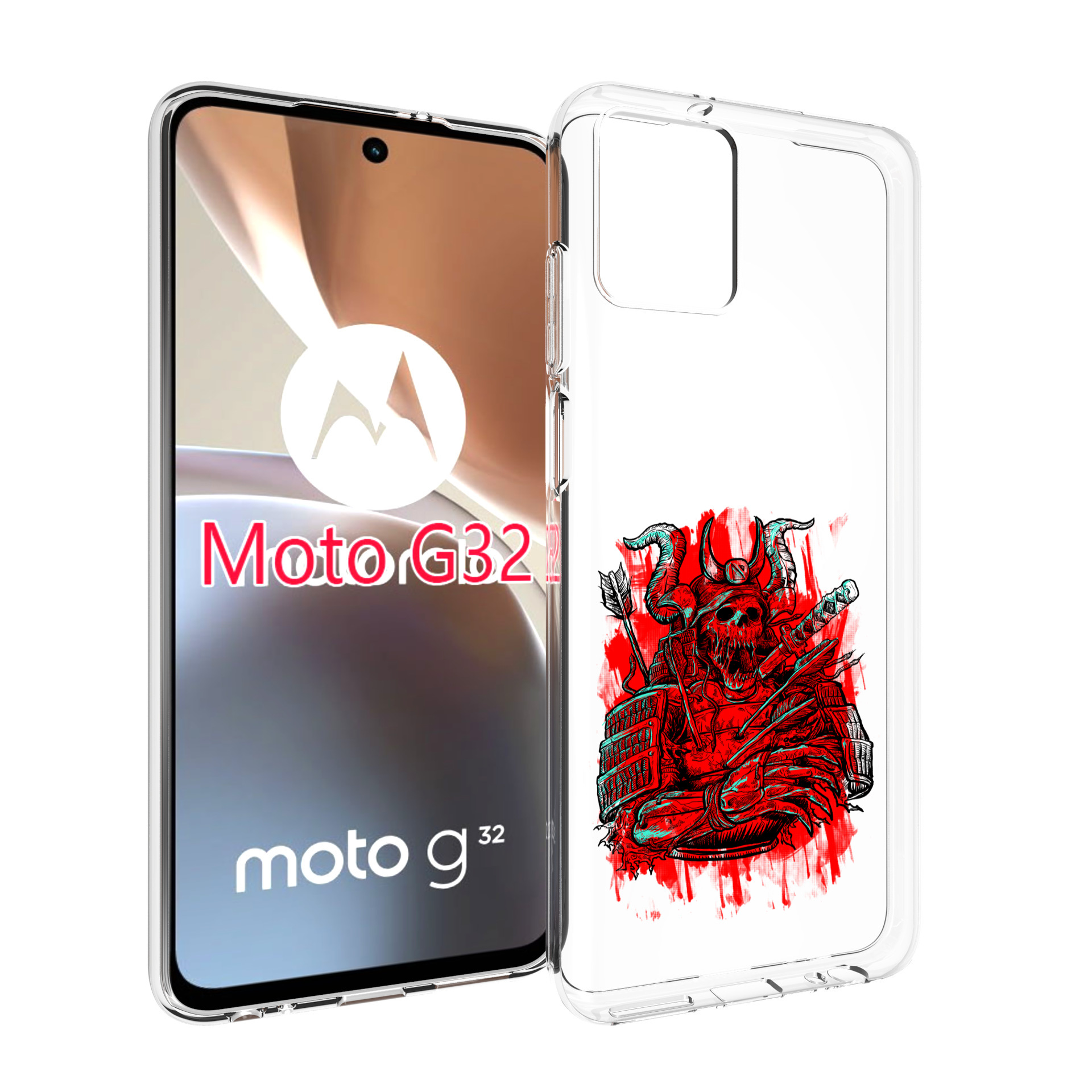 

Чехол MyPads красный скелет воин для Motorola Moto G32, Прозрачный, Tocco