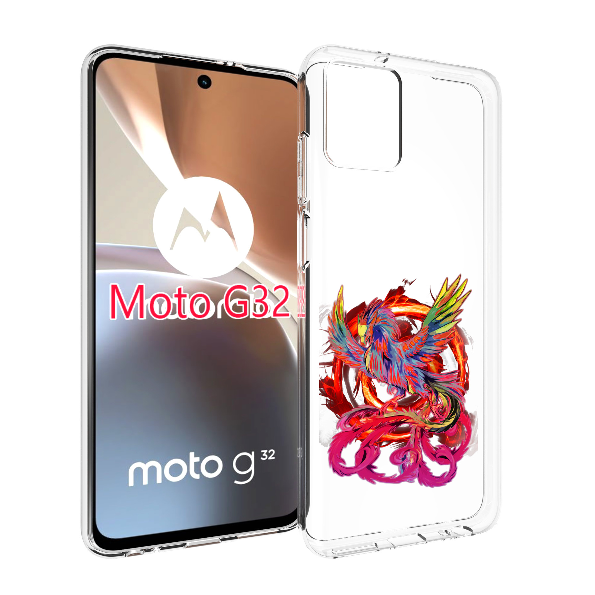 

Чехол MyPads красочный феникс для Motorola Moto G32, Прозрачный, Tocco
