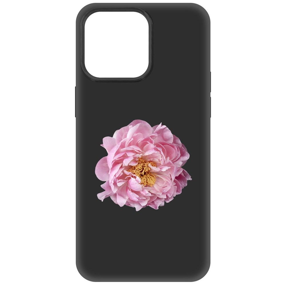 

Чехол-накладка Krutoff Soft Case Розовый пион для iPhone 15 Pro Max черный