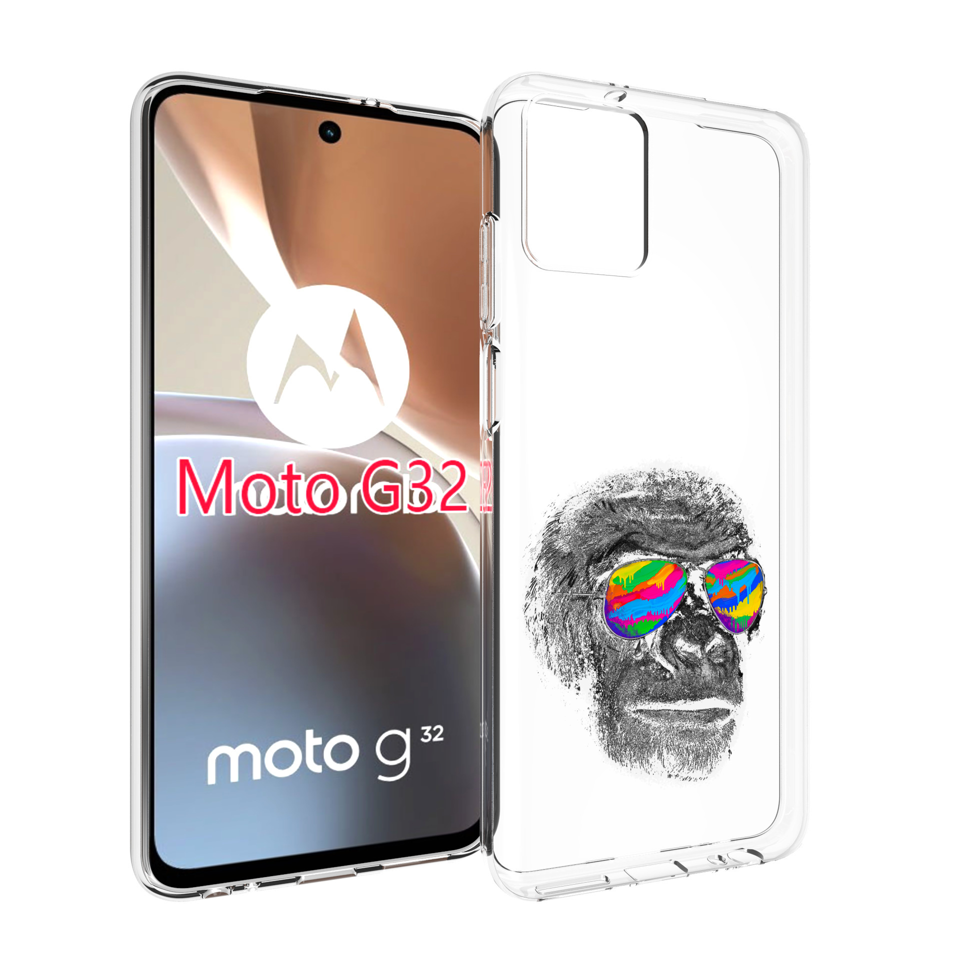

Чехол MyPads крутая обезьяна в очках для Motorola Moto G32, Прозрачный, Tocco