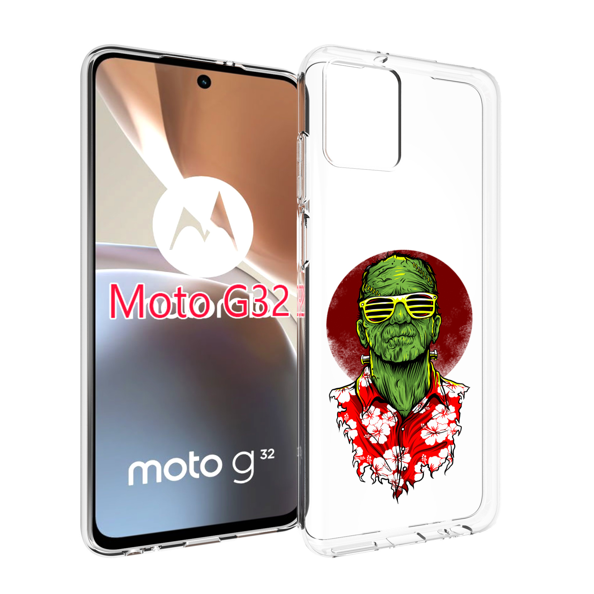 

Чехол MyPads крутой зеленый мужчина в очках для Motorola Moto G32, Прозрачный, Tocco