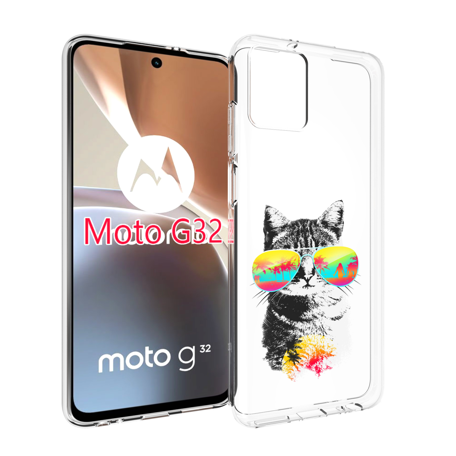 

Чехол MyPads крутой кот для Motorola Moto G32, Прозрачный, Tocco