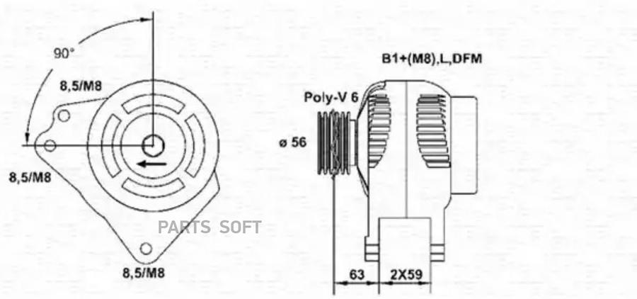 

Генератор 14V 90A Audi/ Vw MAGNETI MARELLI арт. 063533490010