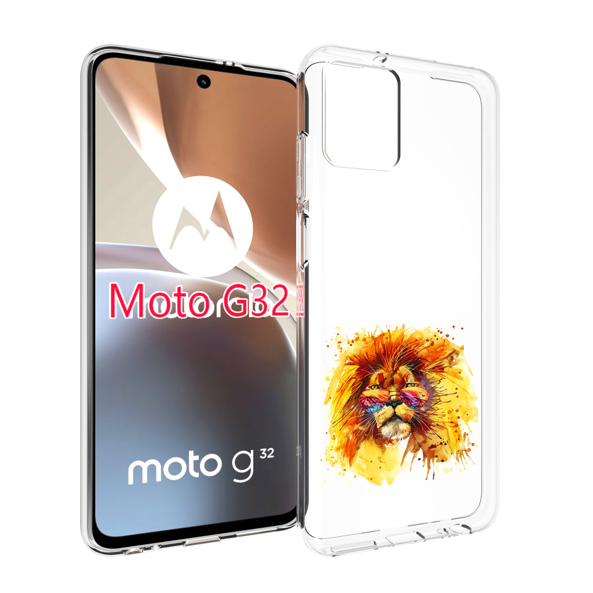 

Чехол MyPads лев в очках для Motorola Moto G32, Прозрачный, Tocco