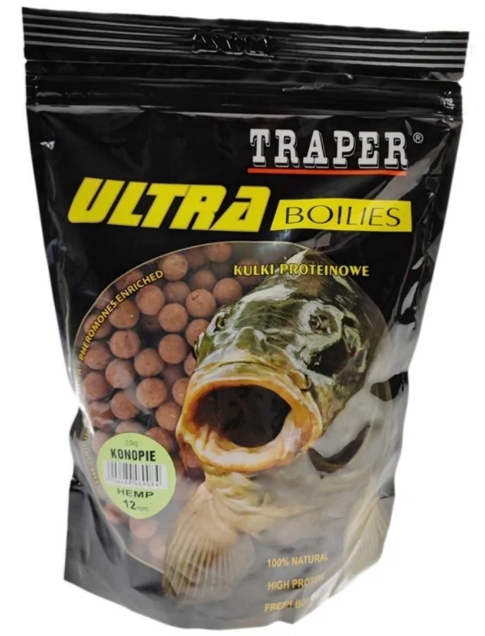 Бойлы карповые Traper Kulki Proteinowe Ultra Konopie 12 мм, 500 гр (Конопля)