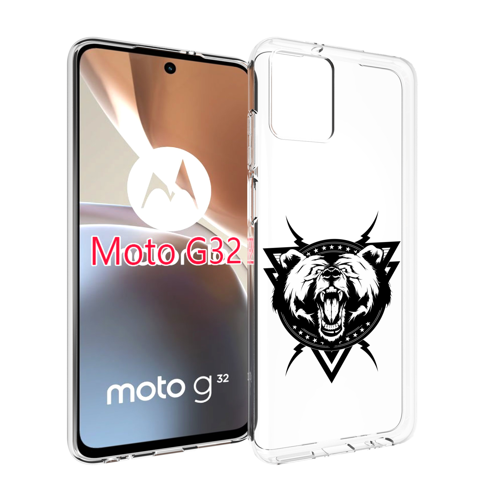 

Чехол MyPads медведь в треугольнике для Motorola Moto G32, Прозрачный, Tocco