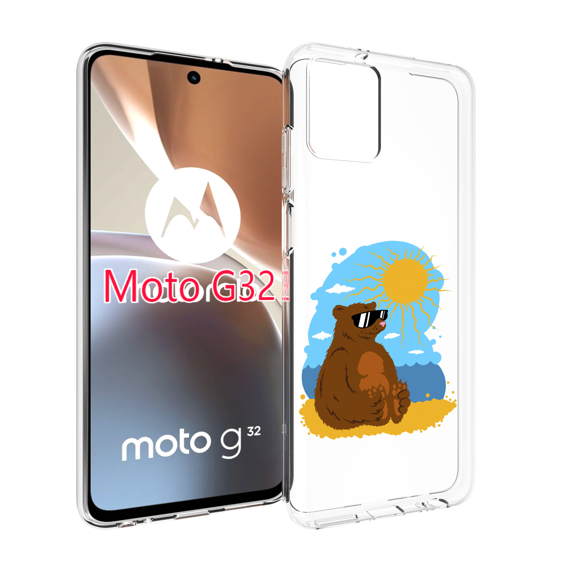 

Чехол MyPads медведь на чиле для Motorola Moto G32, Прозрачный, Tocco