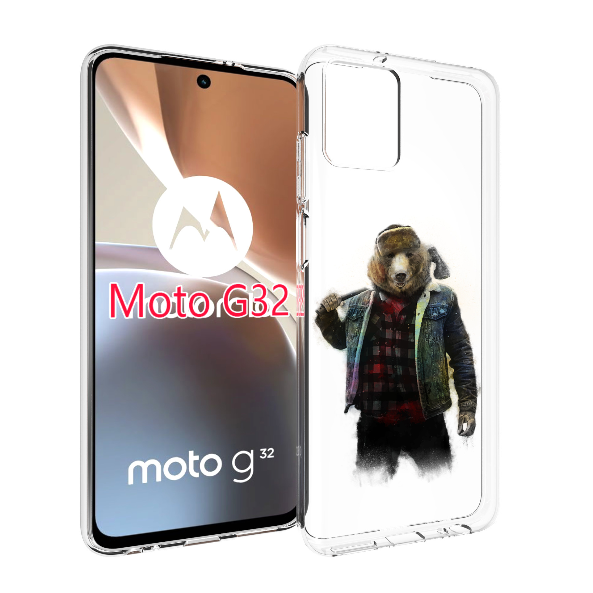 

Чехол MyPads медведь с топором для Motorola Moto G32, Прозрачный, Tocco