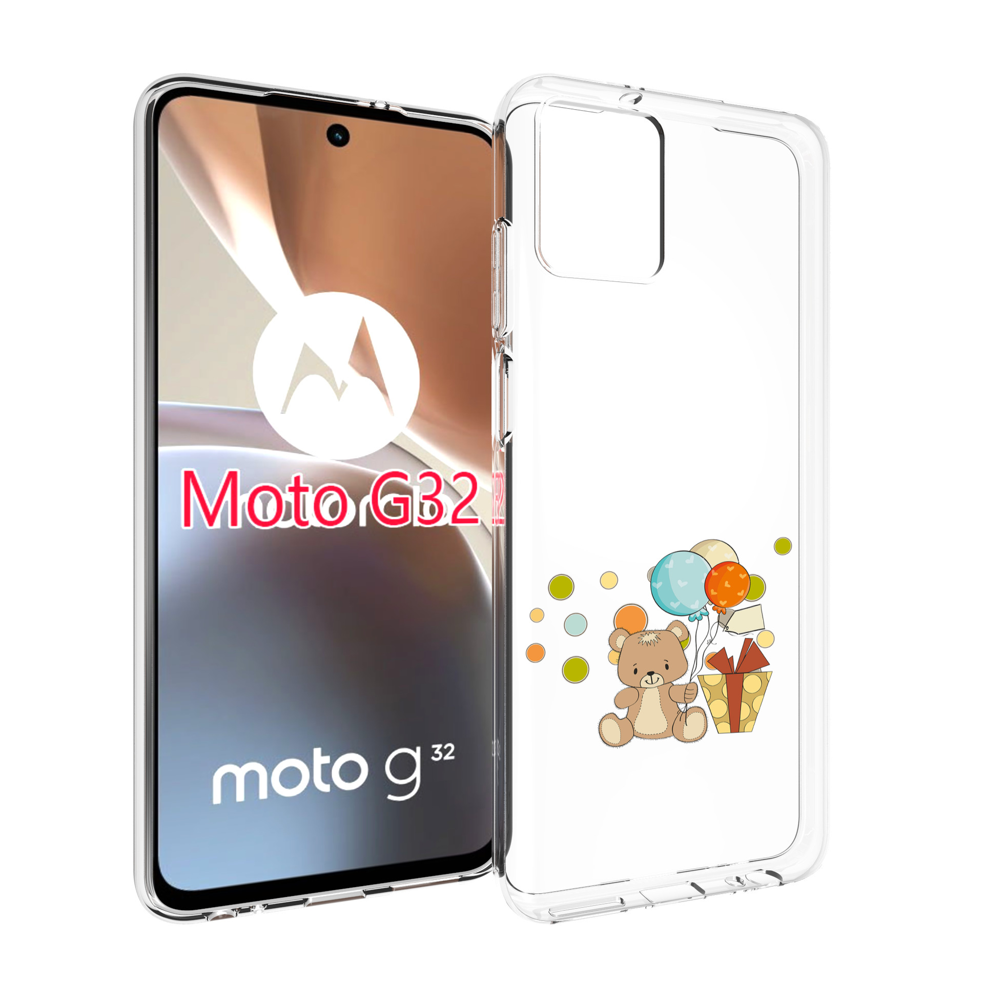 

Чехол MyPads медвеженок с подарком для Motorola Moto G32, Прозрачный, Tocco