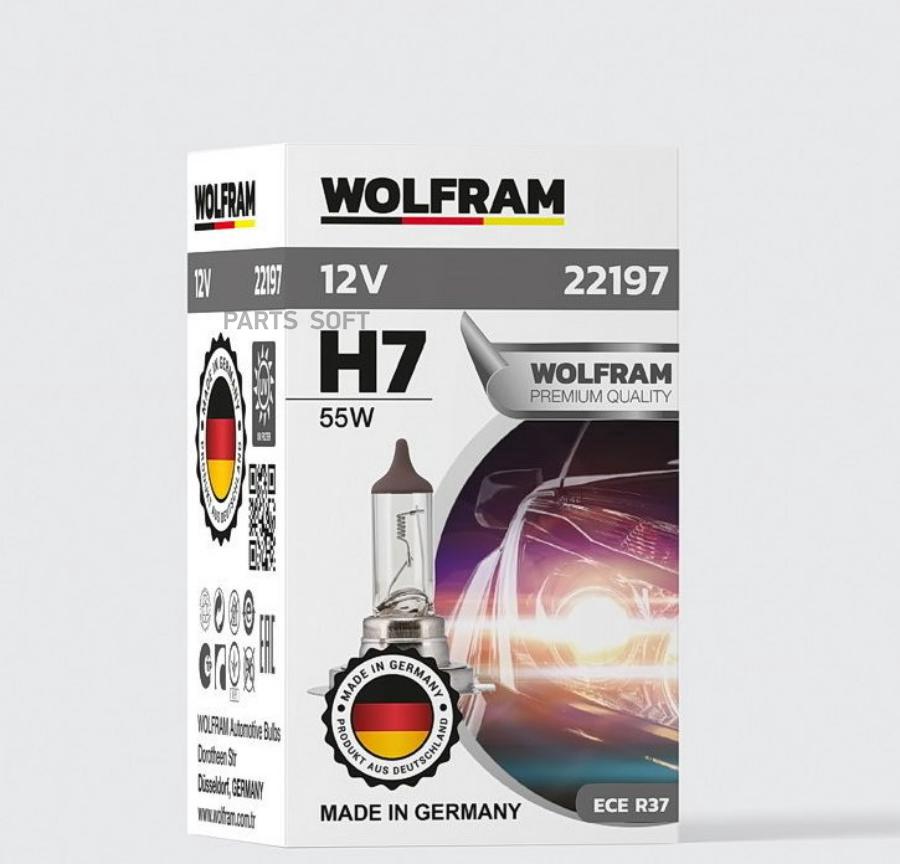 Лампа 12V H7 55W Px26D Wolfram Halogen Bulb 1 Шт. Картон 22197 1Шт WOLFRAM 22197