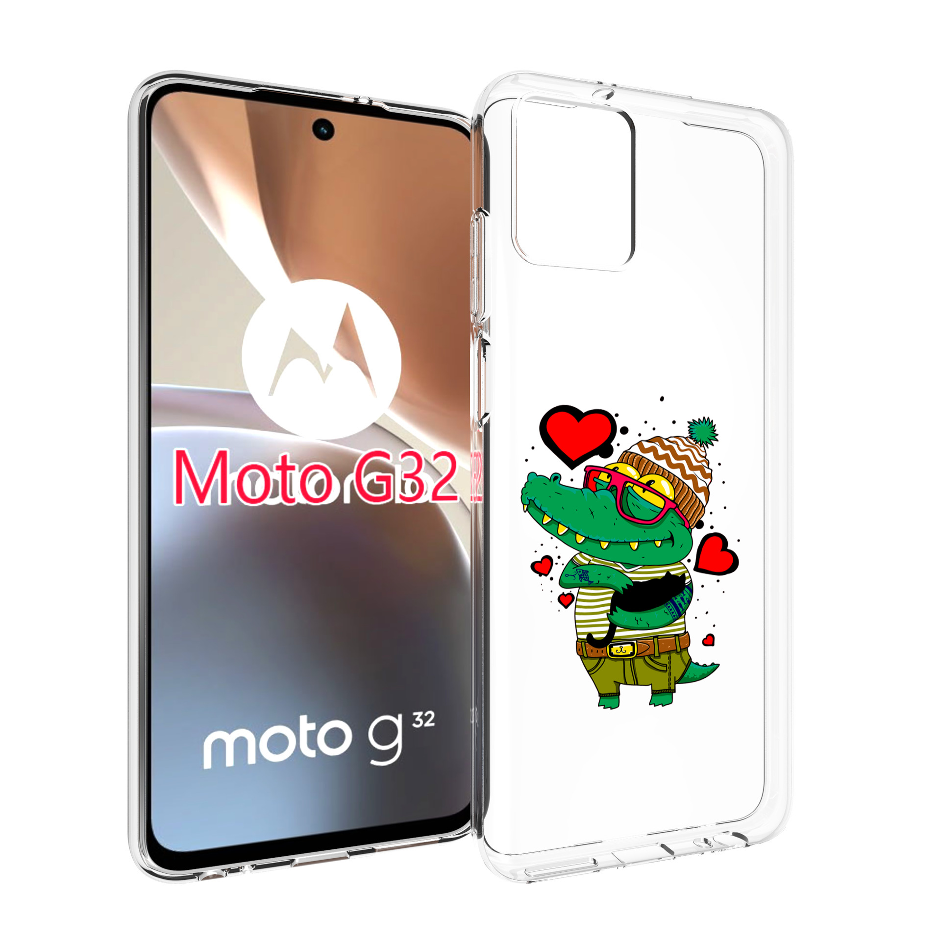 

Чехол MyPads Влюбленный крокодил для Motorola Moto G32, Прозрачный, Tocco