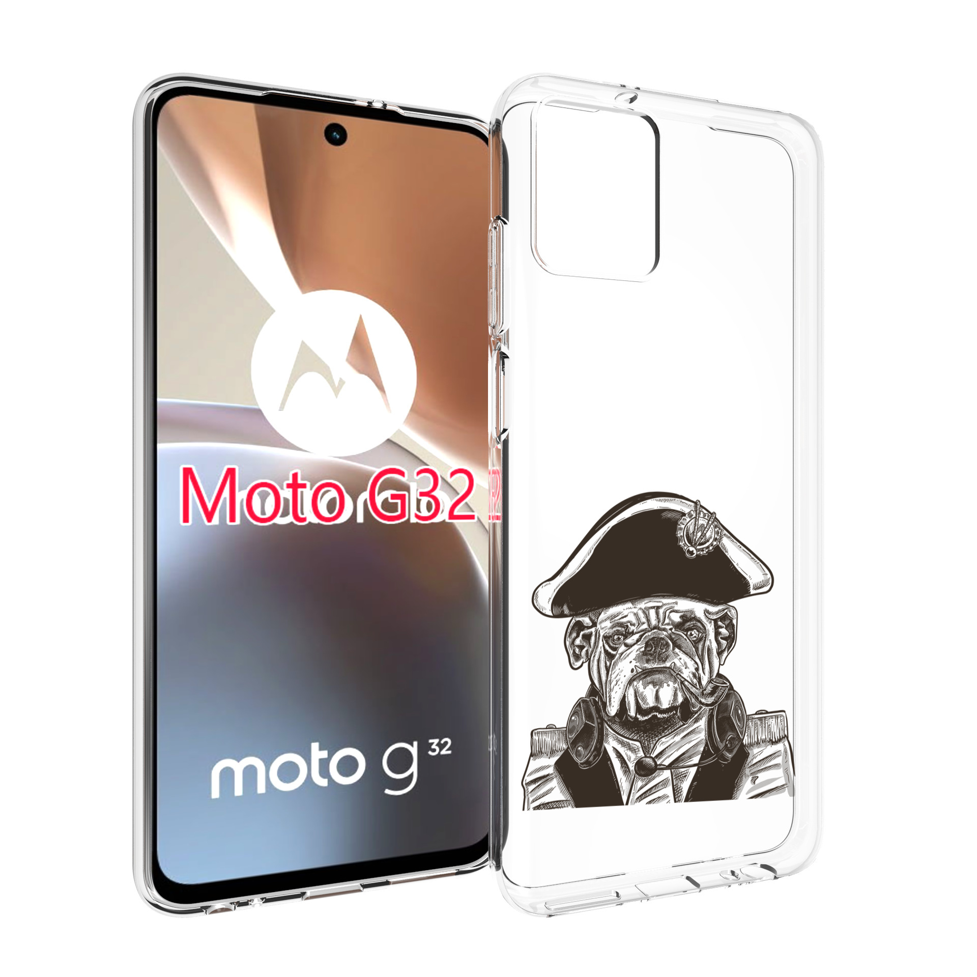 

Чехол MyPads мопс генерал для Motorola Moto G32, Прозрачный, Tocco