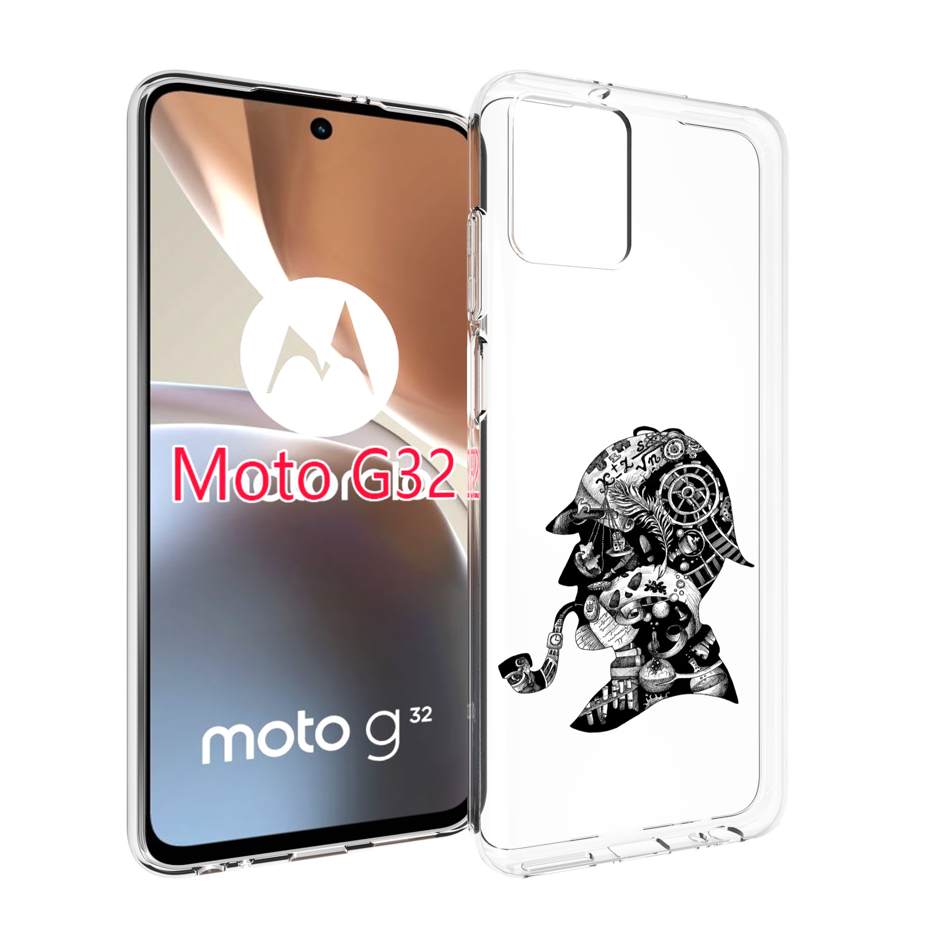 

Чехол MyPads мужчина с трубкой абстракция для Motorola Moto G32, Прозрачный, Tocco