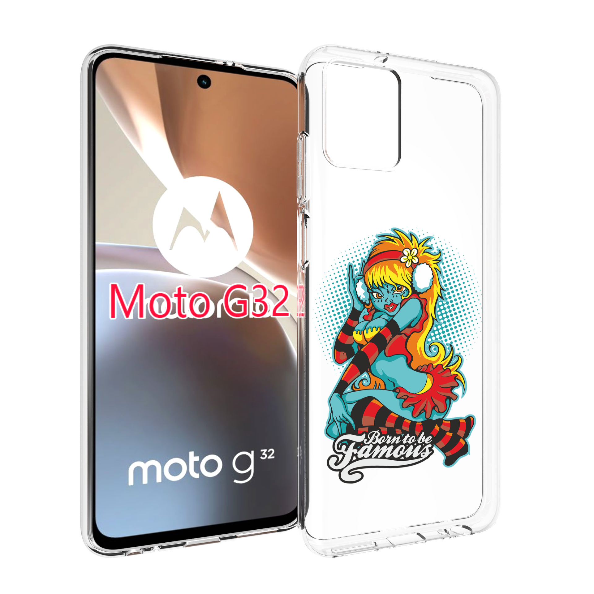 

Чехол MyPads нарисованная девушка в наушниках для Motorola Moto G32, Прозрачный, Tocco