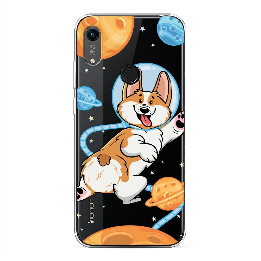 

Чехол на Huawei Y6 2019 "Корги-космонавт", Голубой;бежевый;белый, 611550-1