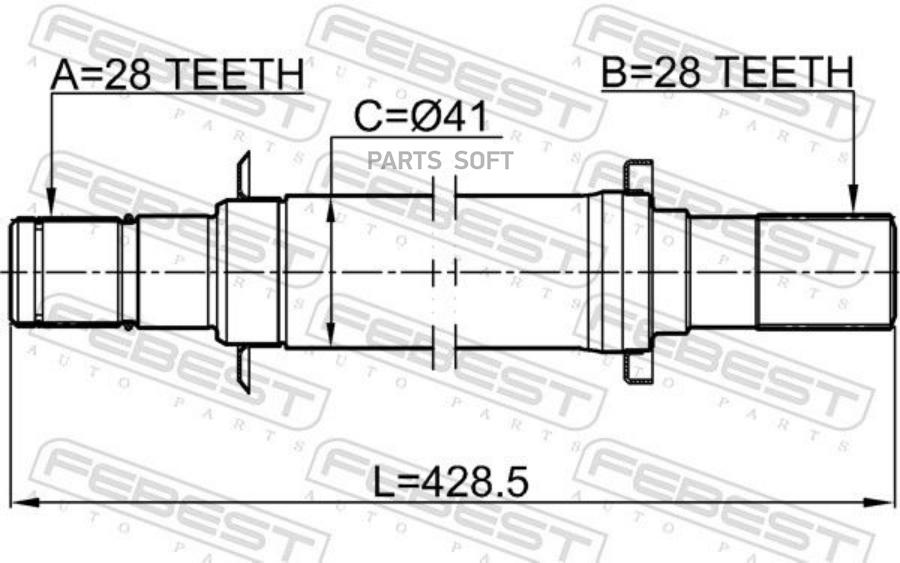 

FEBEST ПОЛУОСЬ ПРАВАЯ 28X430X28