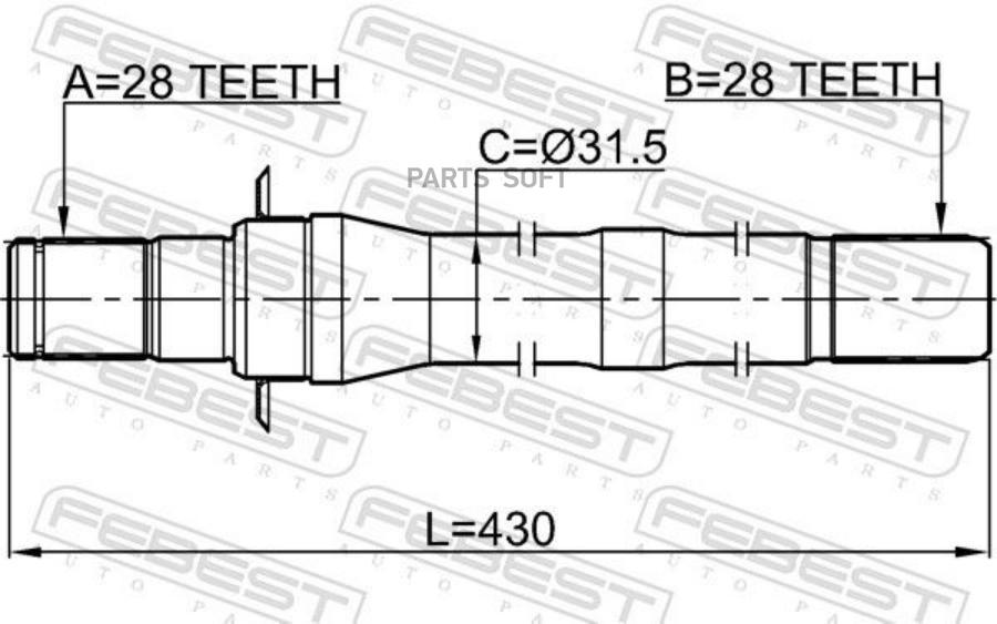 

FEBEST ПОЛУОСЬ ПРАВАЯ 28X431X28