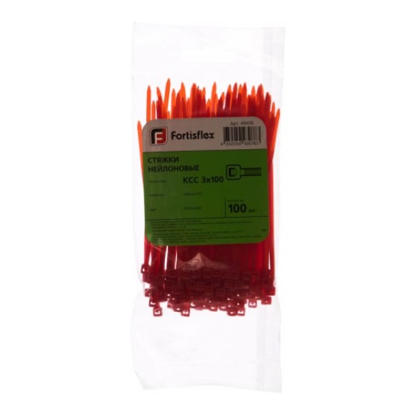 

FORTISFLEX Стяжки нейлоновые КСС 3*100 кр уп.100шт 49419, Черный