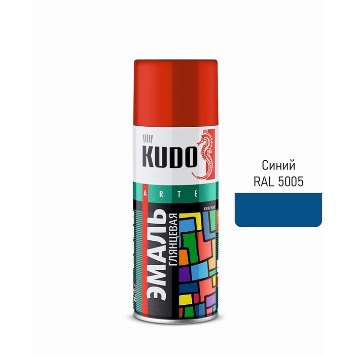 эмаль аэрозольная inral roof spray для крыши синяя ral5005 400 мл 26 7 7 005 Аэрозольная краска эмаль KUDO RAL 5005 10435256 универсальная синяя, 520 мл