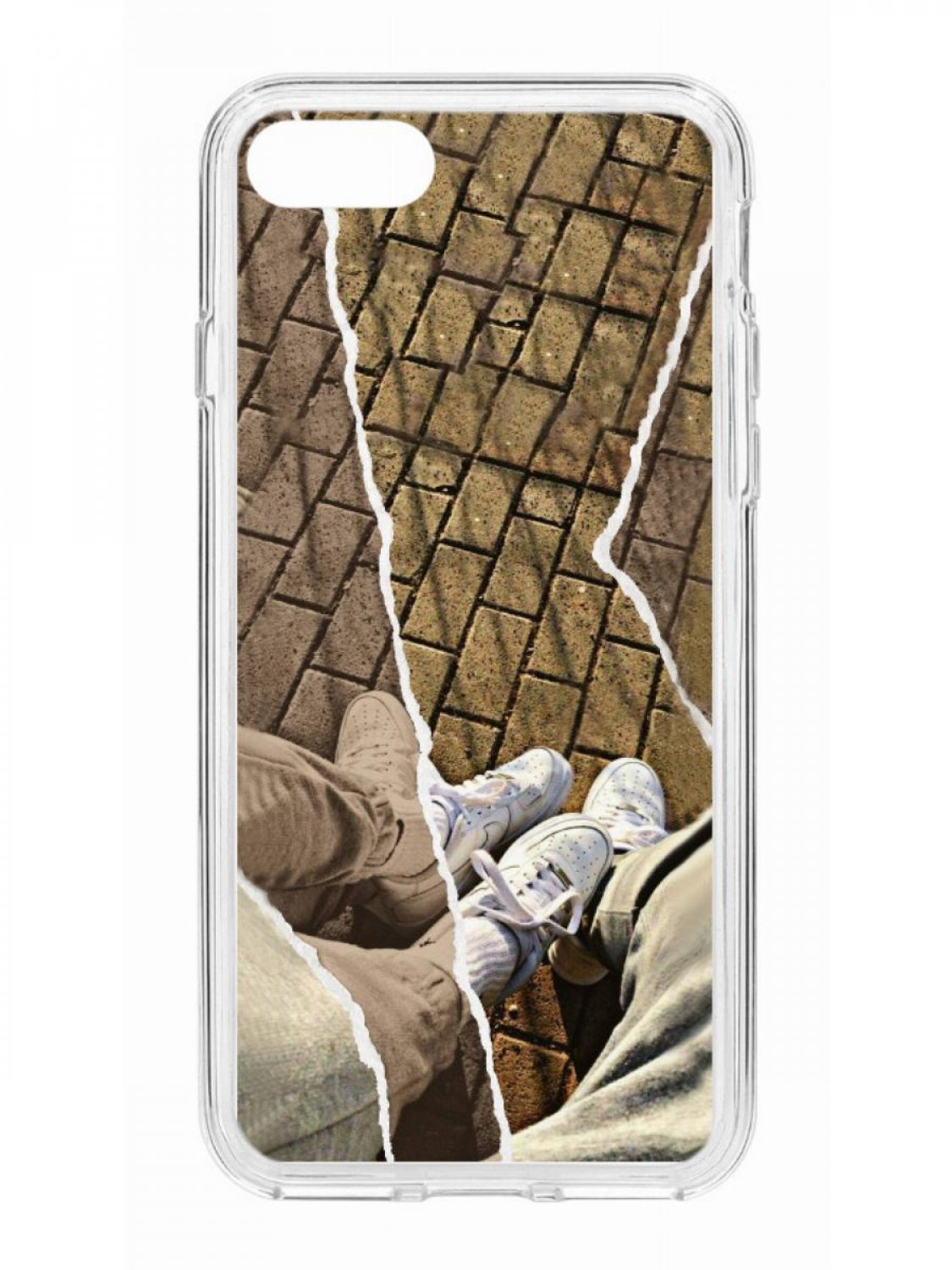 фото Противоударный чехол для iphone 7 kruche print белые кроссы прозрачный с рисунком кruче