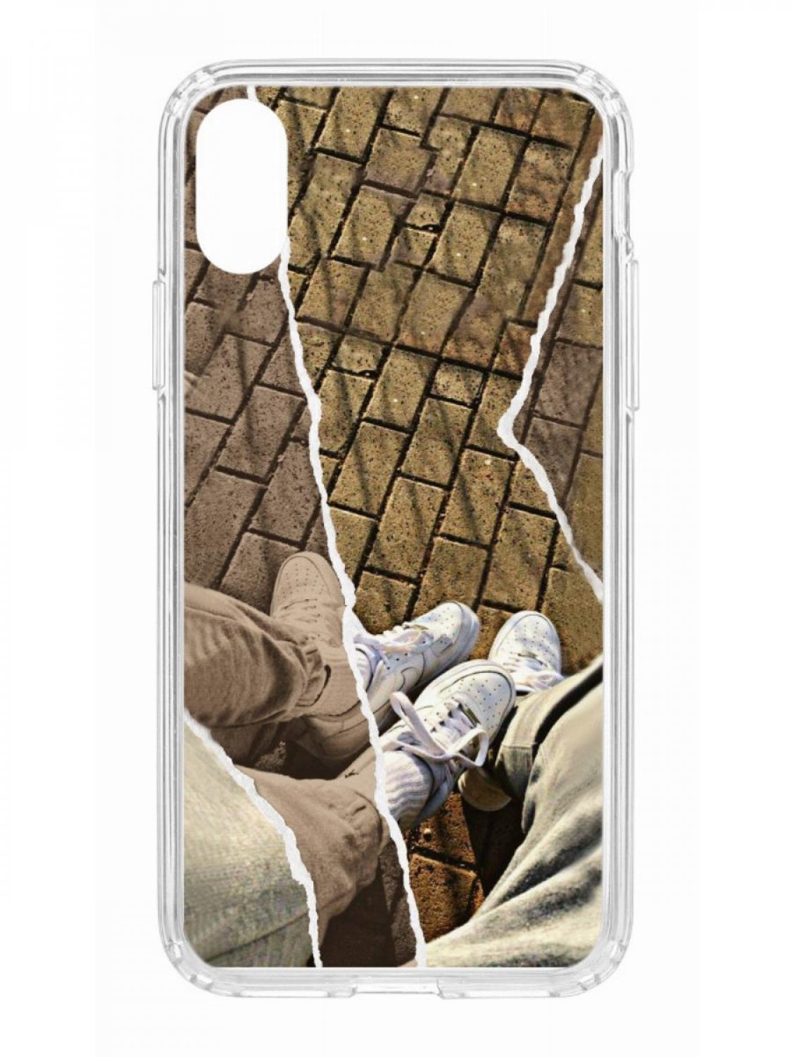 фото Противоударный чехол для iphone xs kruche print белые кроссы прозрачный с рисунком кruче