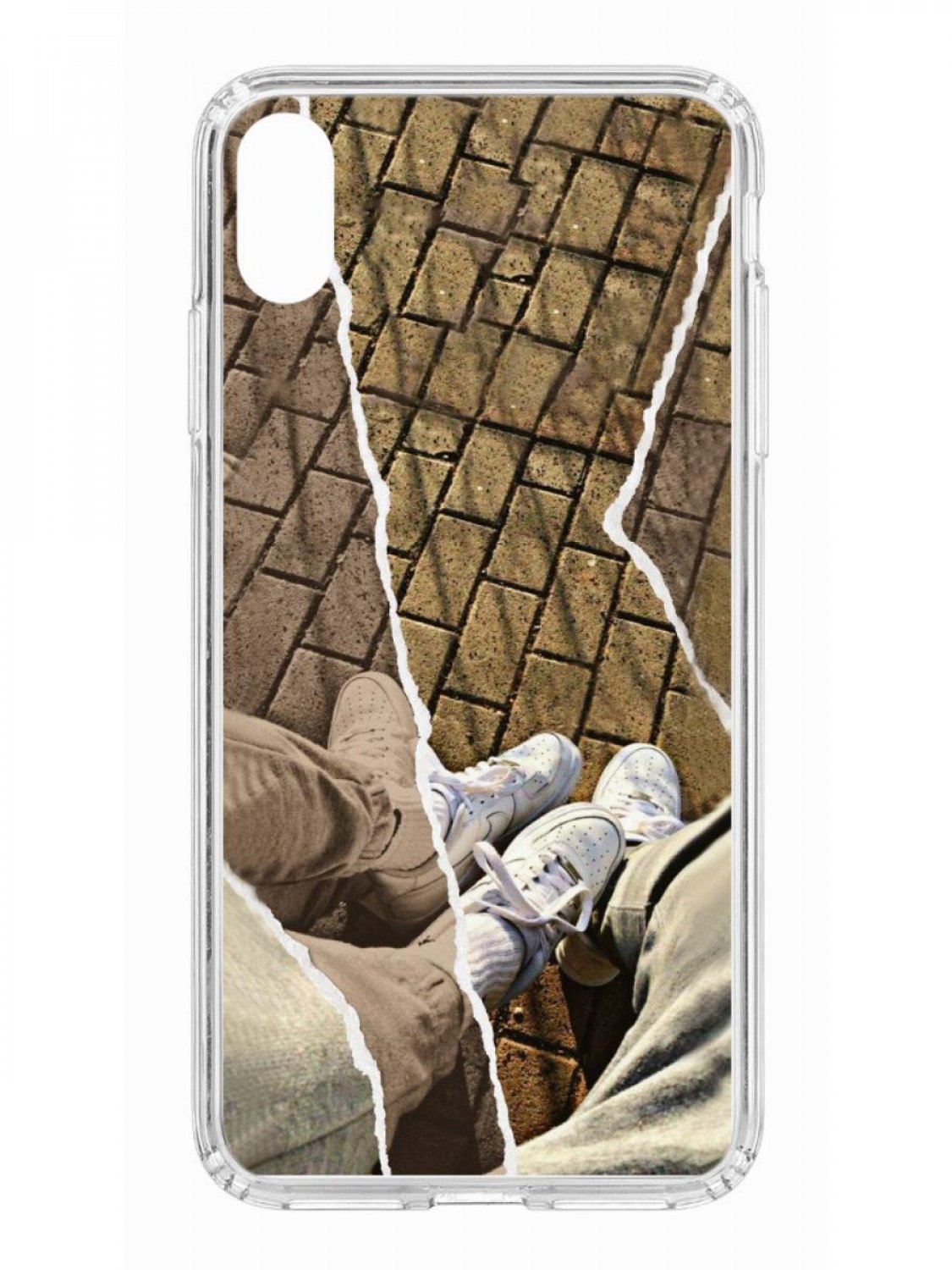 фото Противоударный чехол для iphone xs max kruche print белые кроссы прозрачный с рисунком кruче