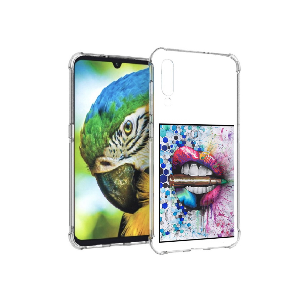

Чехол MyPads Tocco для Xiaomi Mi 9 разноцветные губы с пулей (PT126035.255.571), Прозрачный, Tocco
