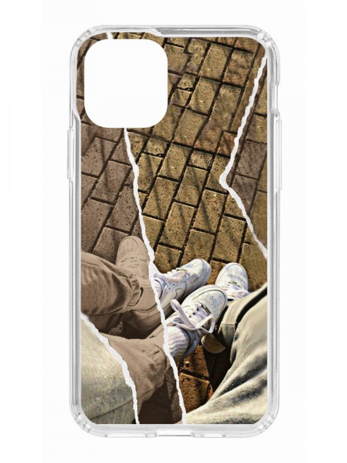 фото Противоударный чехол для iphone 11 pro kruche print белые кроссы прозрачный с рисунком кruче