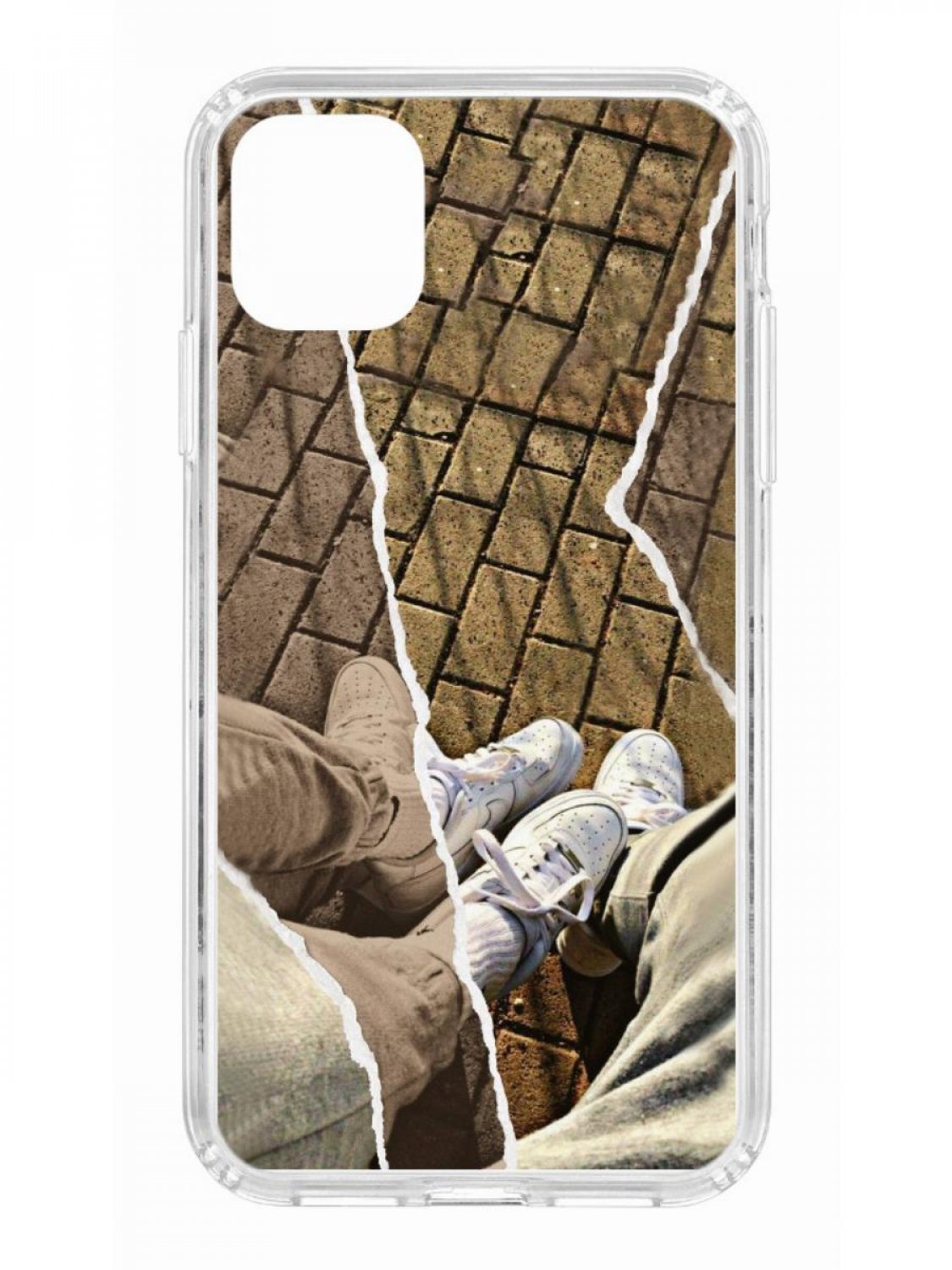 фото Противоударный чехол для iphone 11 kruche print белые кроссы прозрачный с рисунком кruче