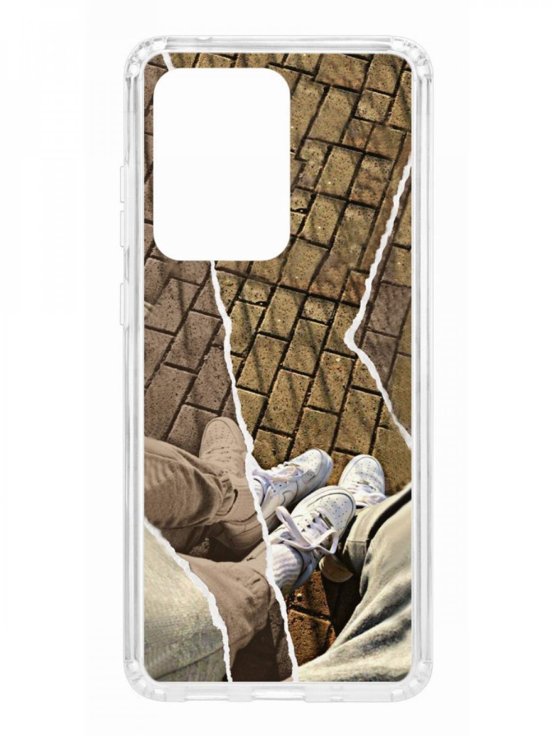 фото Противоударный чехол для samsung galaxy s20 ultra kruche print белые кроссы прозрачный кruче