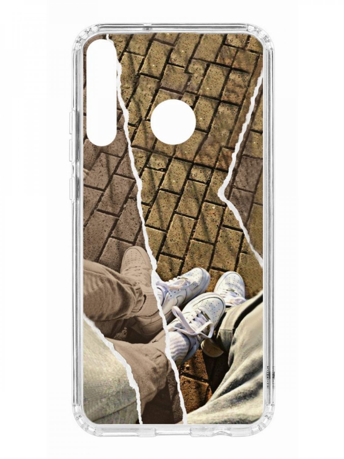 фото Противоударный чехол для huawei p40 lite e kruche print белые кроссы прозрачный с рисунком кruче