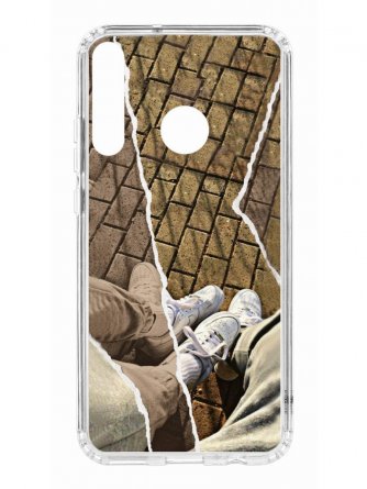 фото Противоударный чехол для huawei p40 lite kruche print белые кроссы прозрачный с рисунком кruче