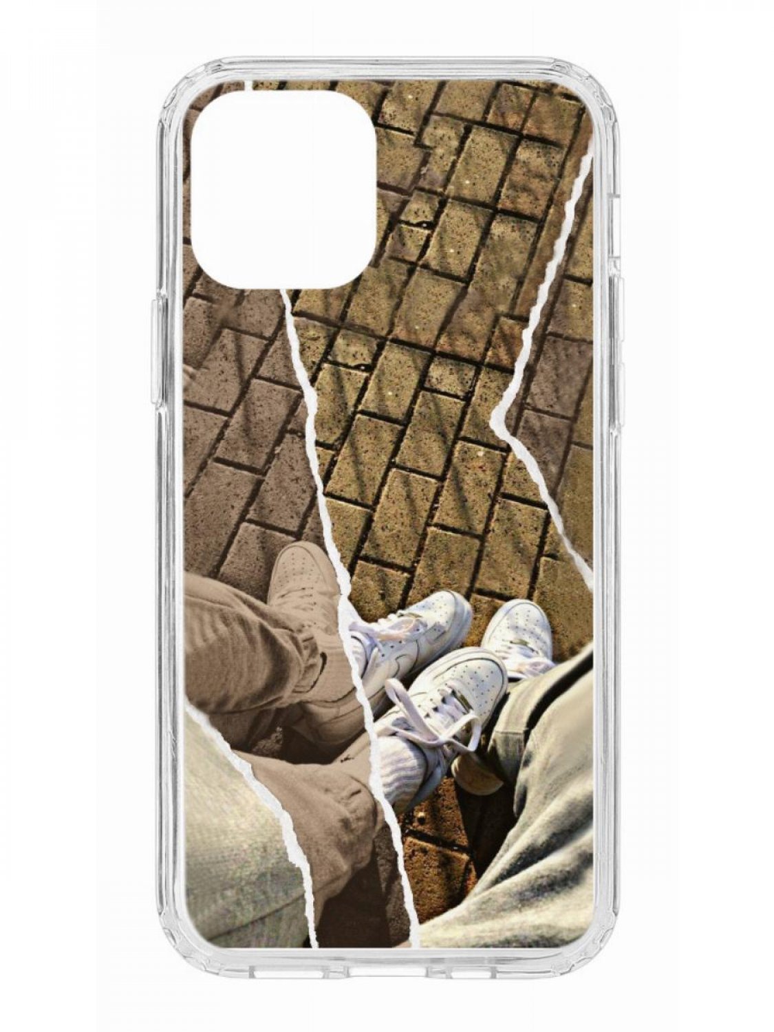 фото Противоударный чехол для iphone 12 kruche print белые кроссы прозрачный с рисунком кruче