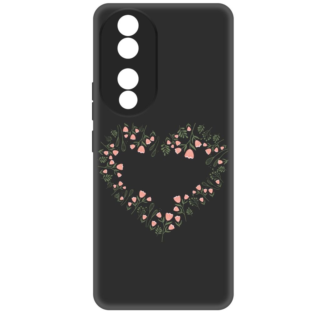 

Чехол-накладка Krutoff Soft Case Цветочное сердце для Honor 90 черный