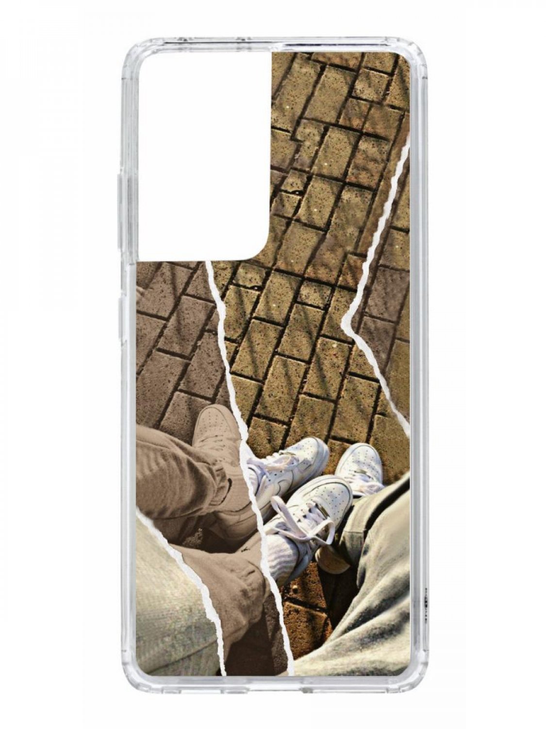 фото Противоударный чехол для samsung galaxy s21 ultra kruche print белые кроссы прозрачный кruче