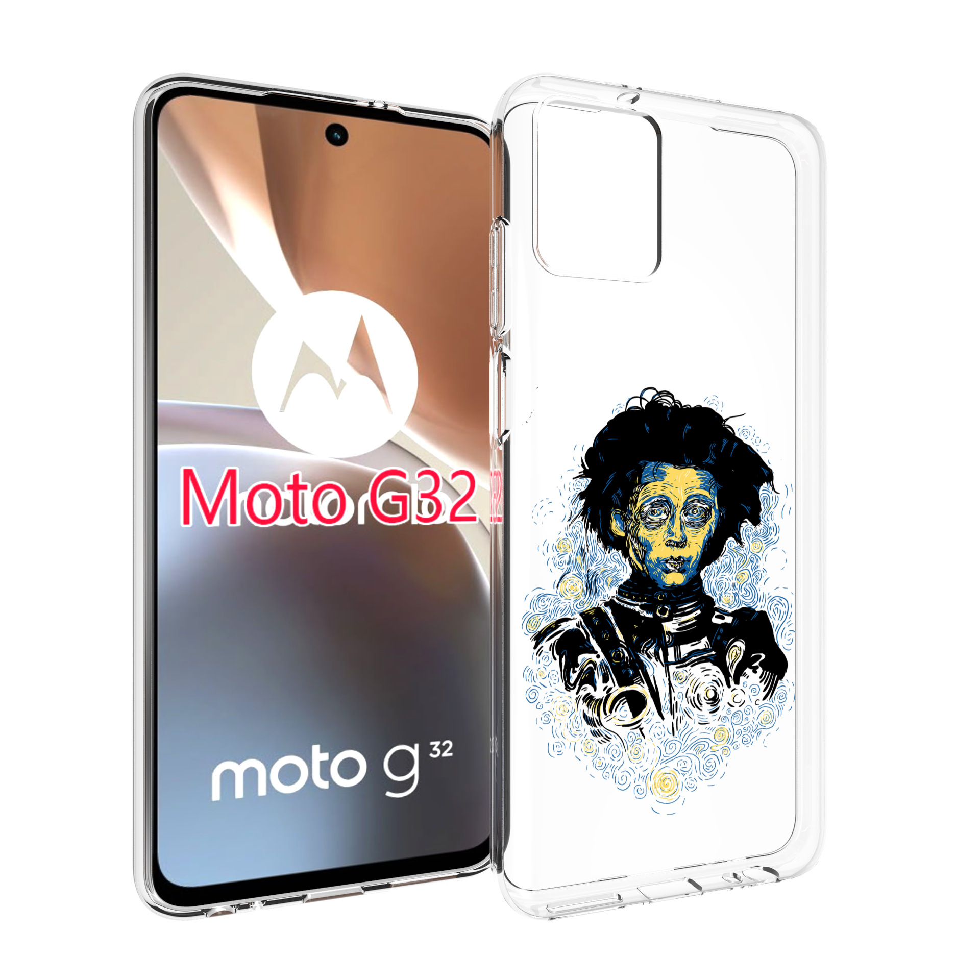 

Чехол MyPads парень черно-белый абстракция для Motorola Moto G32, Прозрачный, Tocco