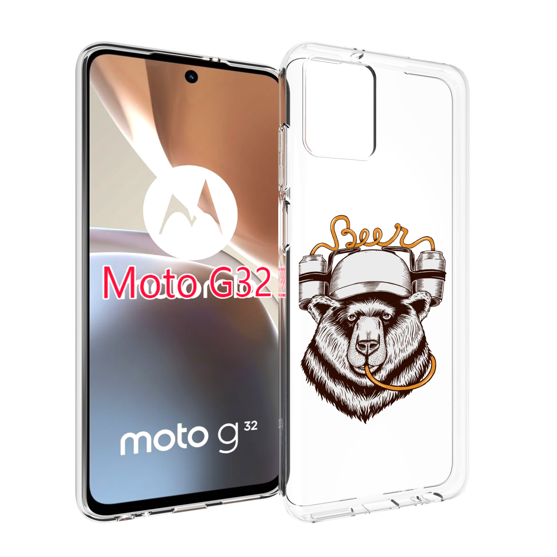 

Чехол MyPads пивной медведь для Motorola Moto G32, Прозрачный, Tocco